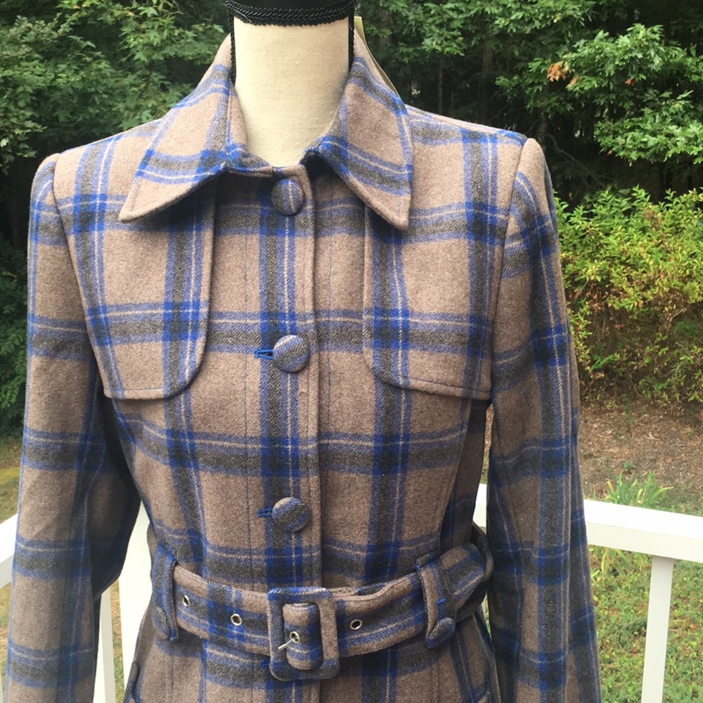 🚫sold🚫Women’s Wool Plaid Trench Coat Jacket - Picture 2 of 4